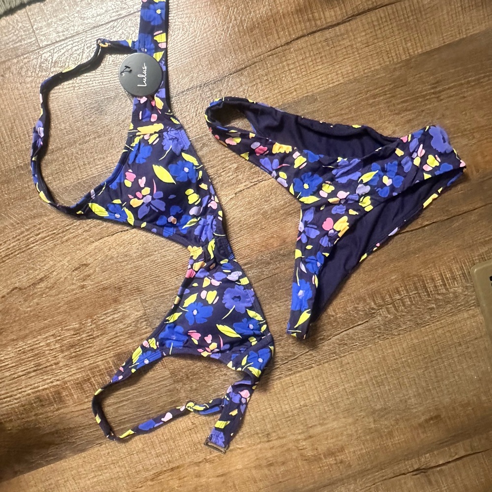 Lulu's Floral Bikini - Blue and Yellow